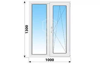 Двухстворчатое пластиковое окно 1000x1300 Г-ПО