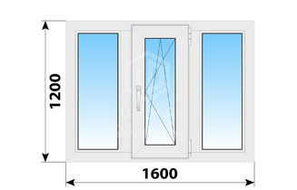 Трехстворчатое пластиковое окно 1600x1200 Г-ПО-Г